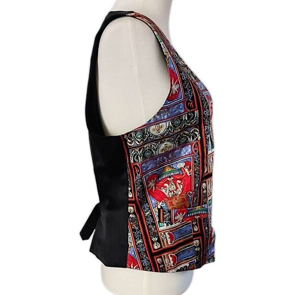 Nicole Miller Silk Vest L Vtg 90s Fragrance Allover Graphic Art Print Graffiti. - Picture 2 of 16